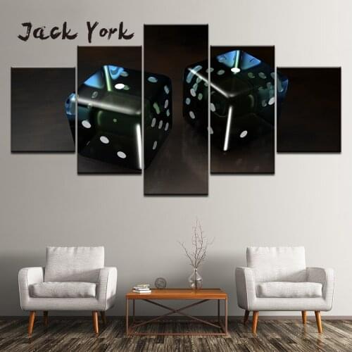 Canvas Painting two Black transparent dice 5 Pieces Wall Art Painting Modular Wallpapers Poster Print for living room Home Decor