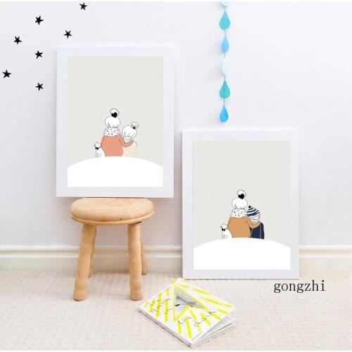 Warm Mother Child and Cat Canvas Painting Nordic Posters and Prints Scandinavian Nursery Wall Art Pictures Baby Kids Room Decor