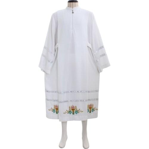 Cosplaydiy Traditional Chasuble Catholic Priests Clergy Cosplay Costume Church Clerg ALB Embroidered Vestments Costume L320