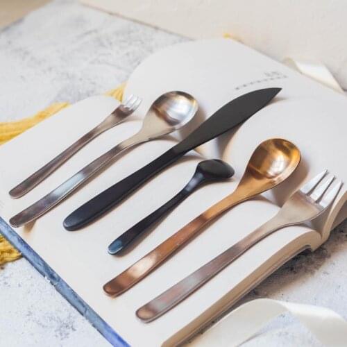 Creative Cutlery Stainless Steel Dinner Tools Japanese Dessert Fork, Coffee Scoop, Knife Cookware Set Simple Home-use Tableware