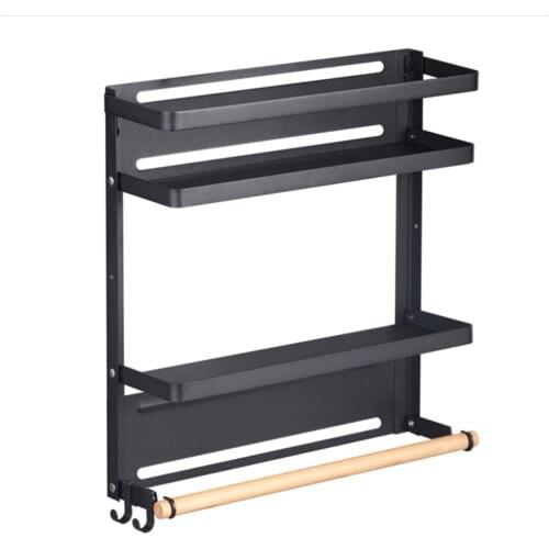 Kitchen Refrigerator Storage Rack Fridge Magnetic Organizer Paper Towel Holder Wall-Mounted Spice Jars Refrigerator Shelf Stor