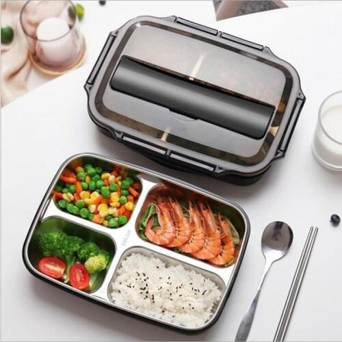 Stainless Steel Lunch Box With Spoon Food Storage Box Container Leak-proof Lunch Bento Boxes with Bag