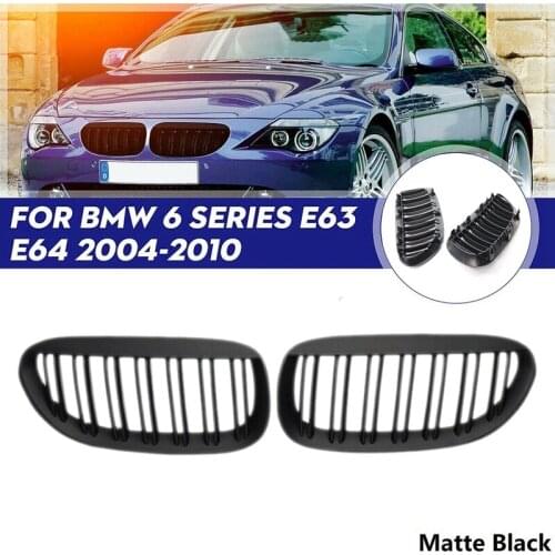 Matte Black Kidney Grill Dual Slat for BMW E63 E64 650I 650Ci 645Ci M6 2DR Coupe 2004-2010 51137008915 51137008916