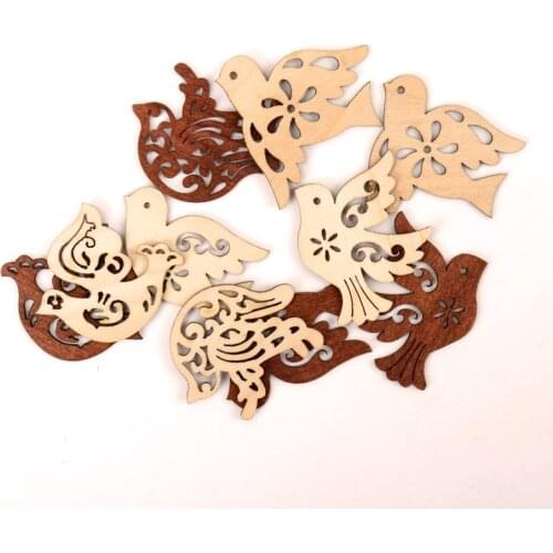 Cute Pigeon Pattern Wooden Scrapbooking Paitning Craft Handmade DIY Accessory Home Decoration DIY 44-50mm 10pcs