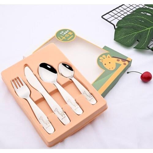 Cartoon Lovely Silverware Knife Fork Dinner Sets Kids Dinnerware Cutlery Set 18/10 Stainless Steel Children Flatware Tableware