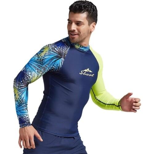 SBART Men Surf Rash Guards Top Lycra Long sleeve UPF50+ Quick Dry Surf-clothes Man Swim Kitesurf Windsurf Dive T-Shirt Plus 3XL
