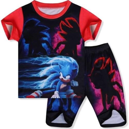 2020 new product cartoon kid Sonic print boy handsome short sleeve two-piece suit