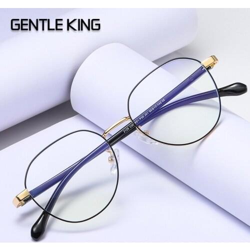 GENTLE KING Computer Glasses Women Rays Radiation Gamin Eyewear Frames Metal Unisex Anti Blue Light Glasses Men Print