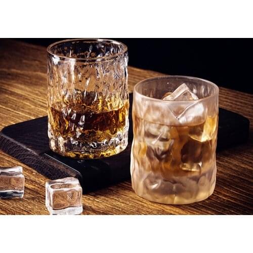 Distinctive Molecular Mixology Iced Cocktail Crystal Glass Irregular Whisky Rock Glass Artwork Wrinkle Whiskey Brandy Bar Glass