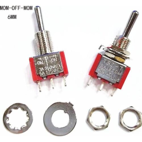 Toggle Switch No Lock RED Both Sides Momentary 3 Pin CQC UL ROHS Silver Point 6A125V (ON)-OFF-(ON) New Micro Switch