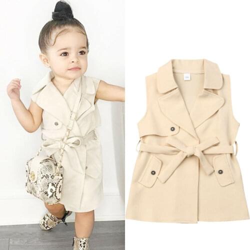 Autumn Winter 2-7 Years Children Kids Baby Girls Fur Vest Jacket Sleeveless Coats Windbreaker Outwear Trench Casual Clothes