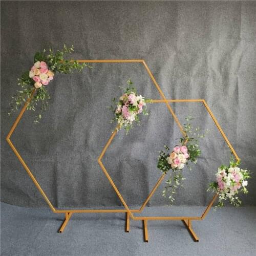 Hexagonal arch wedding diamond wrought Arch Party Decoration Background Wedding Props Single Arch Flower Outdoor Lawn Road Guide