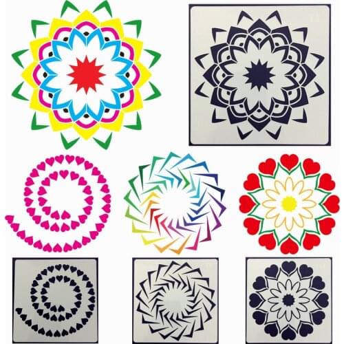 Hollowed Mandala Stencils Spray-painted Textile Stone Tile Template Wall Painting Color Spray Durable Plastic Layering Stencil