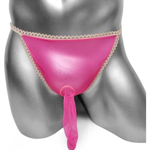 Ultra Sheer Silk Sissy Panties with Penis Sleeve Sexy Men Lingerie Underwear See Through Bikini Thong G String Gay Panties