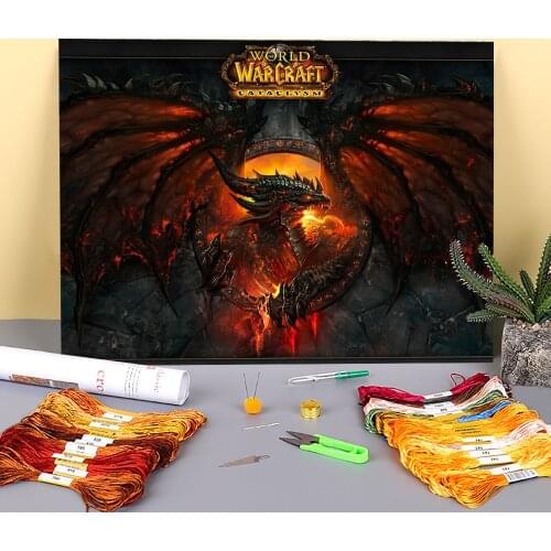 World Of Warcraft Printed 11CT Cross Stitch DIY Embroidery Set DMC Threads Sewing Craft Hobby Handicraft Design Floss Adults