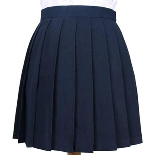 2017 Autumn New Mini Skirts High Waist Pleated Skirts JK Students Solid Pleated Cute Girls Cosplay School Uniforms Tennis Skirt