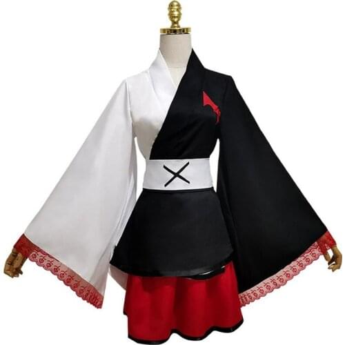 Danganronpa V3 Monokuma Cosplay Costume Ladies Kimono Suit Outfit Top + Skirt + Girdle Halloween Carnival Props for Unisex