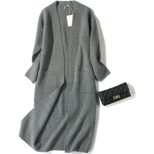 Ladies Autumn Winter Thick Wool Blend Cardigan Warm Coat Long Casual Jacket