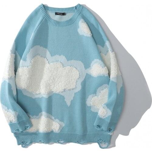 Maneskin women loose ins hot outer wear autumn and winter pullover sweater autumn Japanese Cloud jacquard knitted top sweater