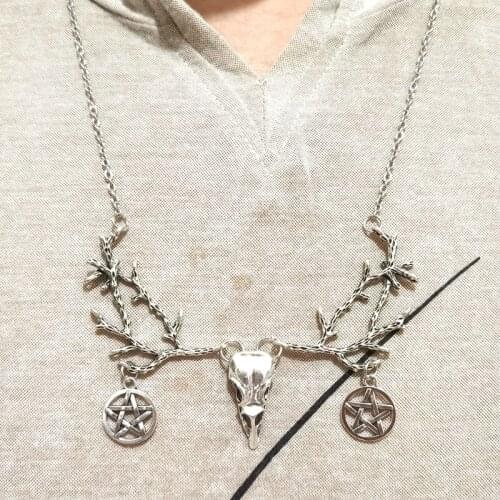 Bird Skull Statement Necklace Branch Color Crow Raven Witch Jewelry Gothic Gifts Choker for Women Nature Fashion Pendanls