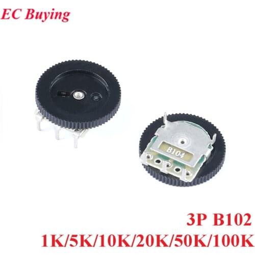 10pcs 1K/5K/10K/20K/50K/100K B102 Gear Dial Potentiometer Single Potentiometers 3pin for Radio MP3/MP4 Volume Adjustment Switch