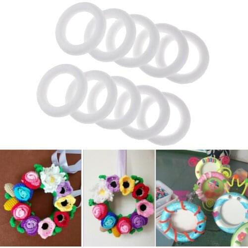 10 Pieces Round Circle Ring Polystyrene Styrofoam Foam Material for Kids Painting Drawing DIY Modeling Craft Model Making 110mm
