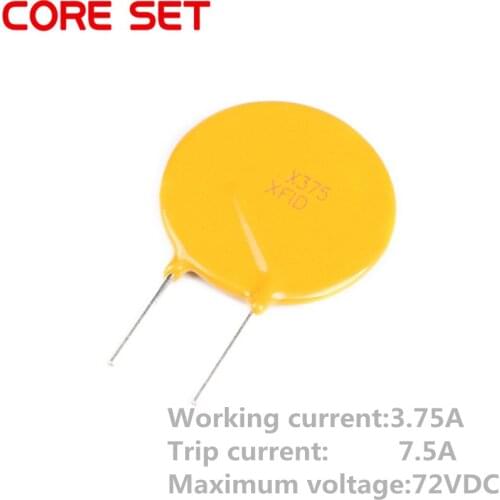 10PCS 72V 3.75A 3750MA PPTC Resettable Fuse RXEF375 XF375 Pitch 10mm