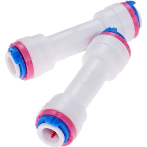 2Pcs Reverse Osmosis Water Filter System Fitting Equal Straight 1/4"" OD Hose Check Valve Quick Coupling Plastic Pipe Connectors