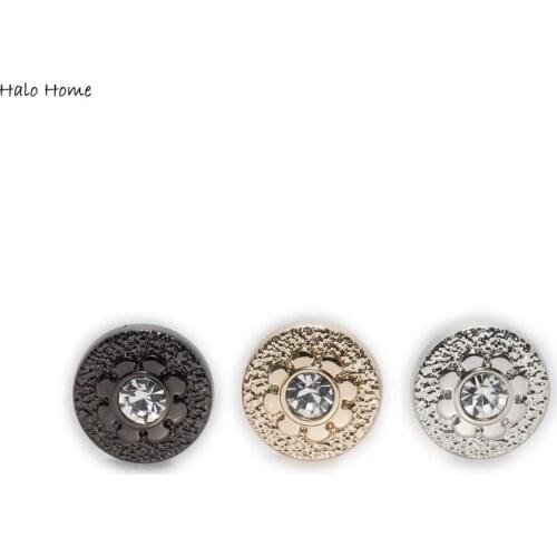 5pcs Small Grain Decoration With Rhinestones Round Metal Shank Shirt Button Sewing Scrapbooking Craft Accessories Decor 11mm