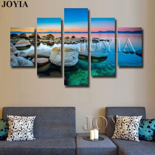 5 Piece Seascape Canvas Art Wall Paintings Seaside Rock Decor Cuadros Wall Pictures For Living Room Modern Home Decor No Frame