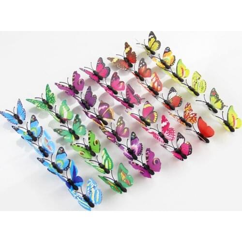50PCS DIY Simulation 3D Butterfly Wall Decals Background DIY Removable Butterflies Stickers Art Mural Party Home Wedding Decor