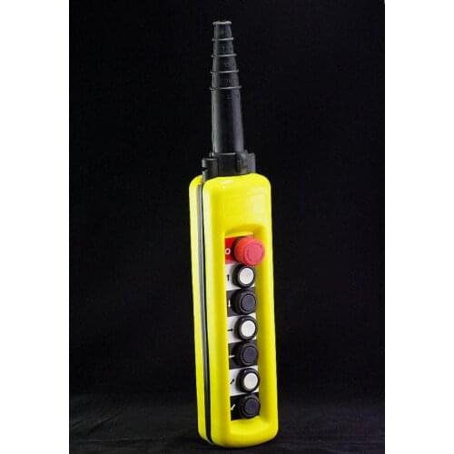 ABS 6 Pushbuttons 1 Speed Hoist Crane Pendant Control Station With Emergency Stop 5A 250V IP65 -15 to 70 degrees C