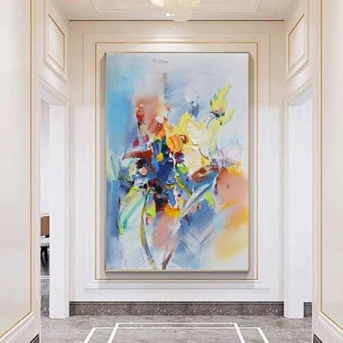 Handmade Abstract Oil Painting Wall Art Bright Color Picture Minimalist Modern On Canvas Decorative For Living Room No Frame