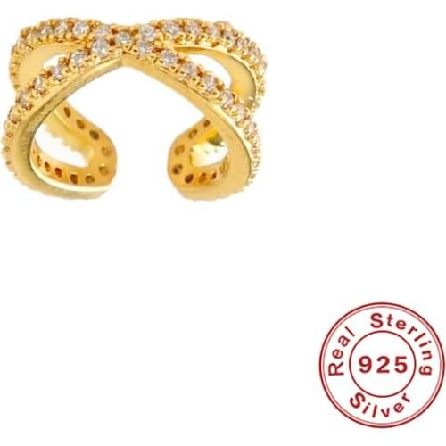 Canner 925 Sterling Silver Earrings For Women Personality Cross X-shape Pavé Zircon Single Clip Earrings 2021 Fashion Jewelry