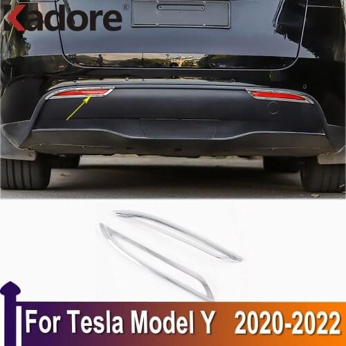 Car Sticker For Tesla Model Y 2020 2021 2022 Chrome Rear Fog Light Lamp Cover Decoration Trim Exterior Accessories Car Styling