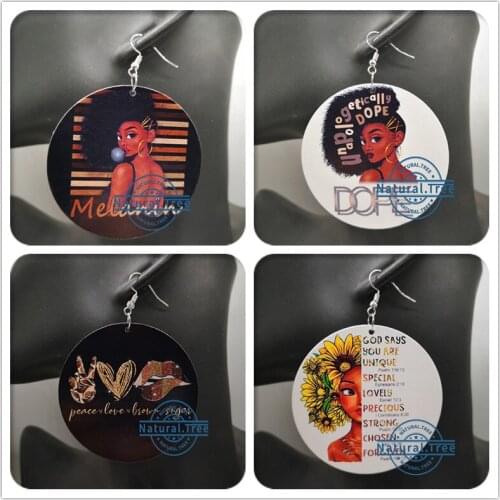 Free Shipping! Melanin Wooden Earrings