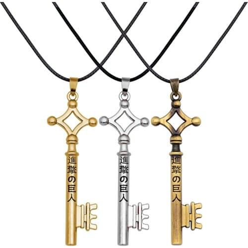Fashion Attack On Titan Necklace Eren Keychain Shingeki No Kyojin Pendant Vintage Retro Anime Jewelry For Men Cosplay Wholesale