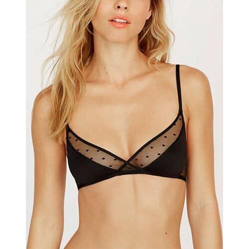 Sexy Lace Bralette For Women Bra Translucent Ultra-thin Triangle Brassiere Mesh Dot Lingerie Unlined Plunge Underwear Brassiere