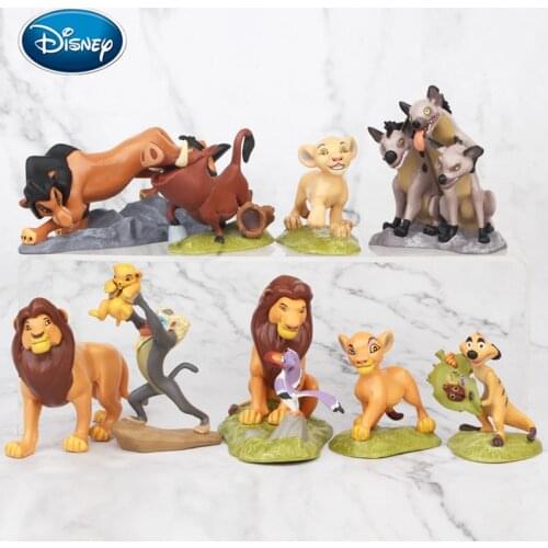 Disney 9pcs/set Lion King Simba King Knife Ding Man Peng Peng Animal PVC Toy Doll Micro View Decoration Kids Gift Toys Doll