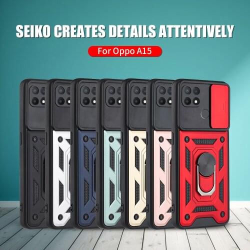 For OPPO A15 Push Pull Stand Ring Phone Cover Cases For Reno 5 5F 4 A74 A54 A94 A53 A32 A15S A93 A52 A72 A92 A5 F17 F19 Pro Lite