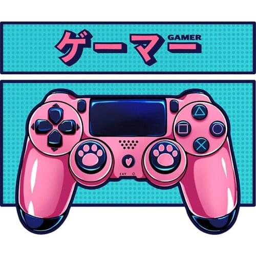 EARLFAMILY 13cm x 11cm For Pink Controller Gamer Car Waterproof Fine Decal Bumper Stickers Sunscreen Scratch-Proof Decoration