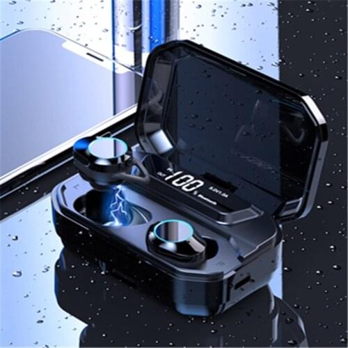 G02 Wireless Earphone Bluetooth 5.0 Headphones Mini Sports Stereo Music Headset Earbuds IPX7 Waterproof w/ 3300mAh Charging Box