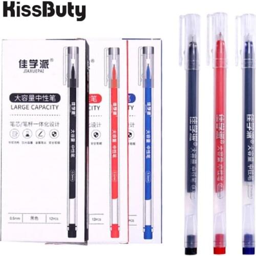 12 Pcs/Lot 0.5mm Black/Red/Blue Ink Gel Pens Set Japanese High Capacity Ink Office Gel Pen School Supplies Writing Stationery