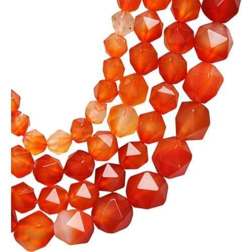 6-10mm Faceted Carnelian Agates Beads Natural Stone Beads For Jewelry Making beads 15inch Needlework DIY Beads Trinket