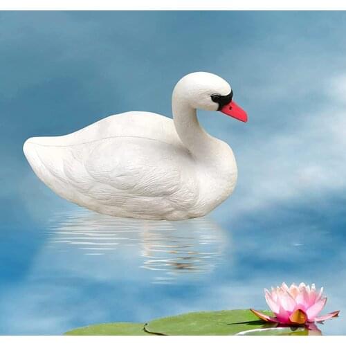 Black/White Swan Ornament Handmade Floating Swan Fake Goose Pond Statue Decoration for Pool Garden Patio TS2