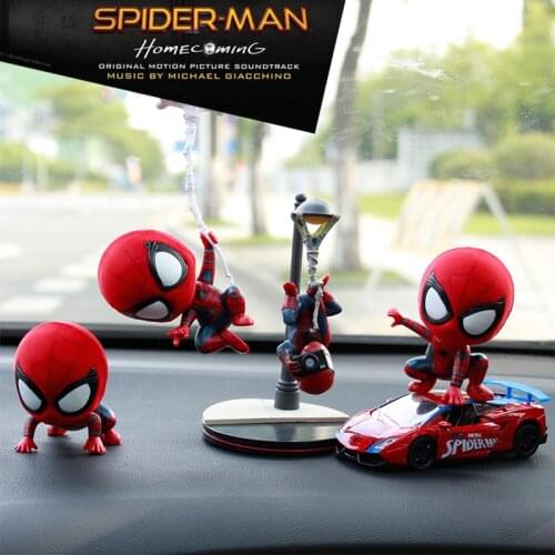 Marvel Hero Avenger Spiderman Q Version Model Doll For Children Boy And Girl Cartoon Toy Car Accessories Indoor Small Ornaments