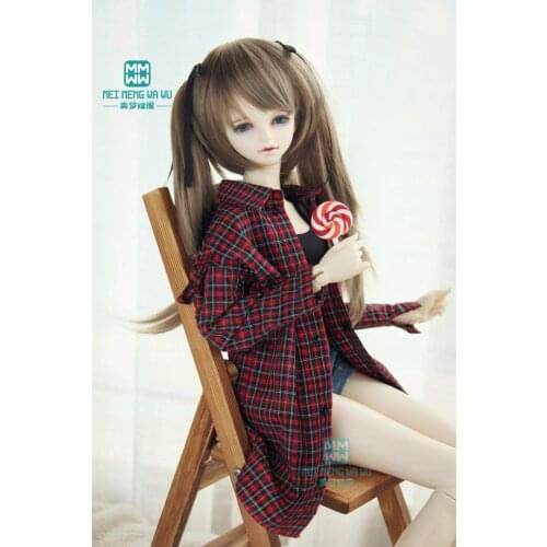 Doll clothes Fashion plaid shirt, strap skirt for 58-60cm 1/3 BJD DD SD doll accessories