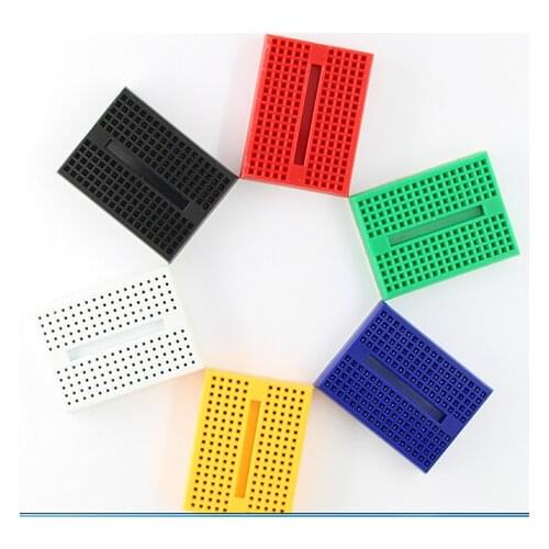 6pcs mini solderless prototype breadboard / protoboard 170 tie points 45.7mm x 34.5mm 6 color black white yellow blue green red
