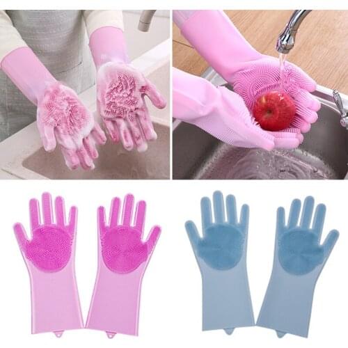 Multi-use Food Grade Silicone Lazy Dishwashing Gloves Durable Convenient Vegetable Fruit Household Kitchen Cleaning Tools