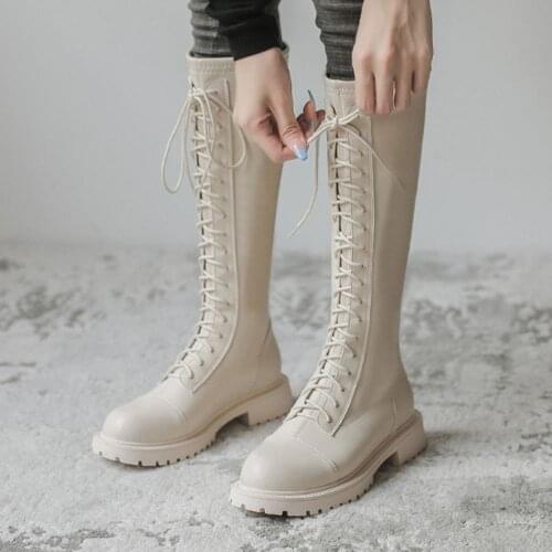Fashion knee high boo boots thick bottom high boots long boots autumn and winter new womens shoes black white CC25